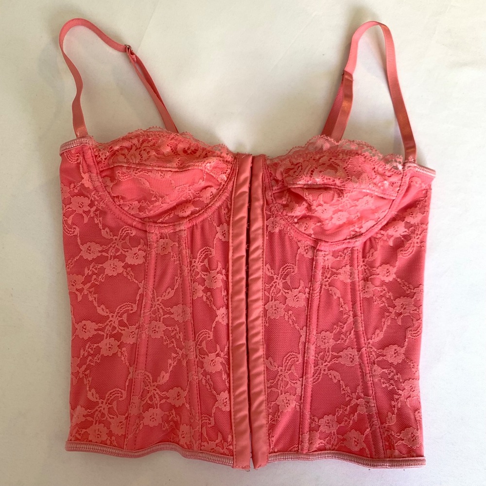 SHEIN Corset Top Women XS Pink Floral Lace Bustier Coquette Balletcore Romantic